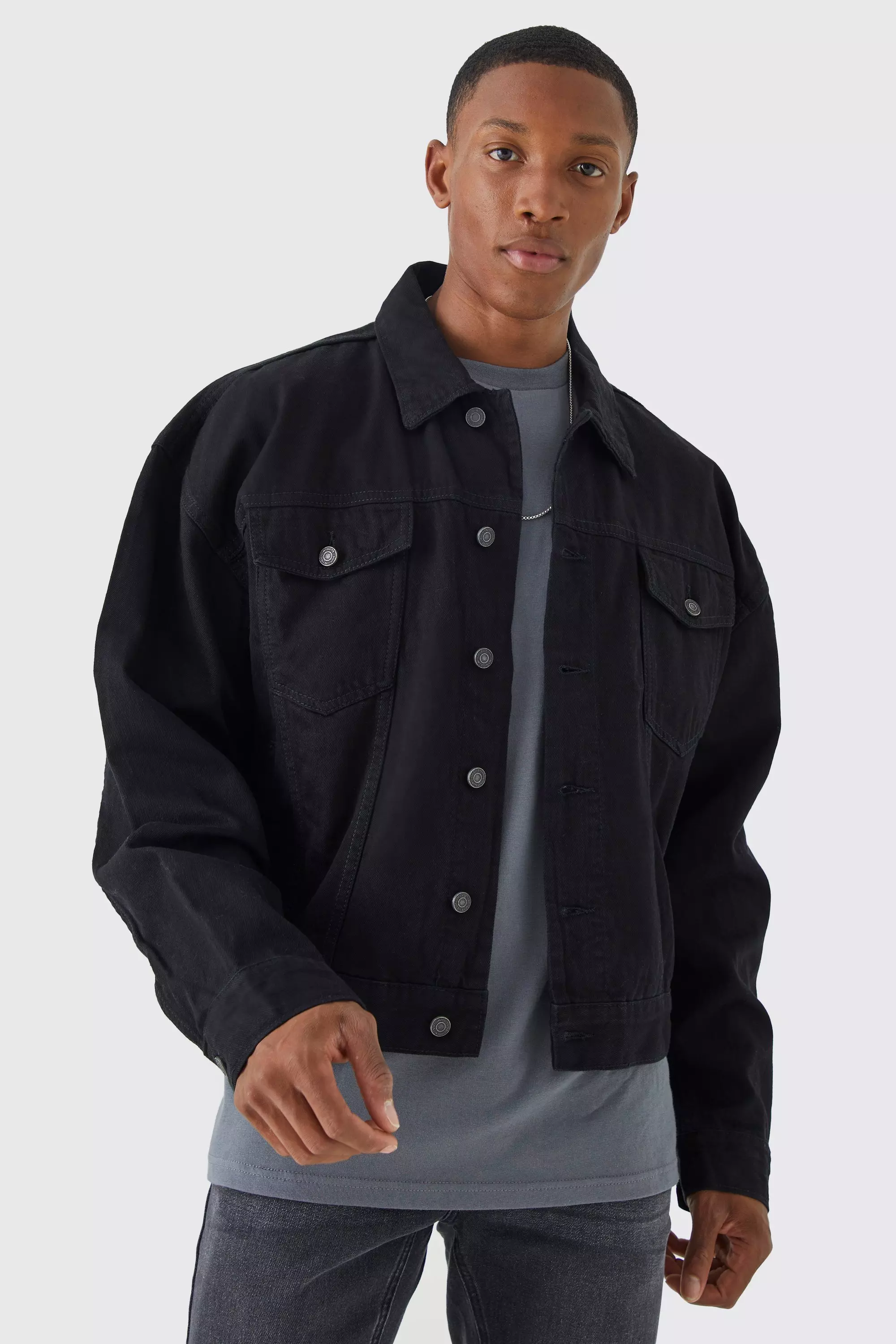 Black muscle 2025 fit denim jacket